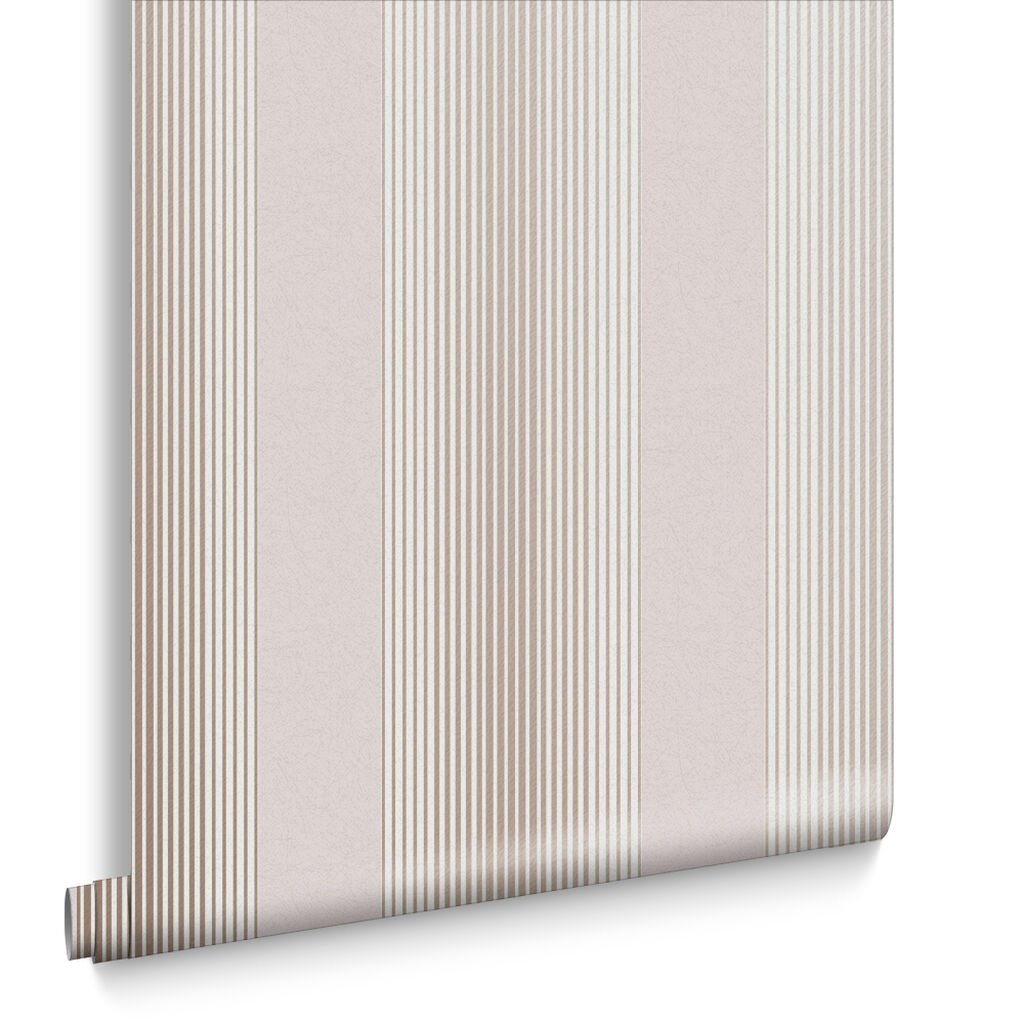 Lagom Stripe Wallpaper - Blush & Rose Gold - Graham & Brown - 106765 - Premier Wallcovering