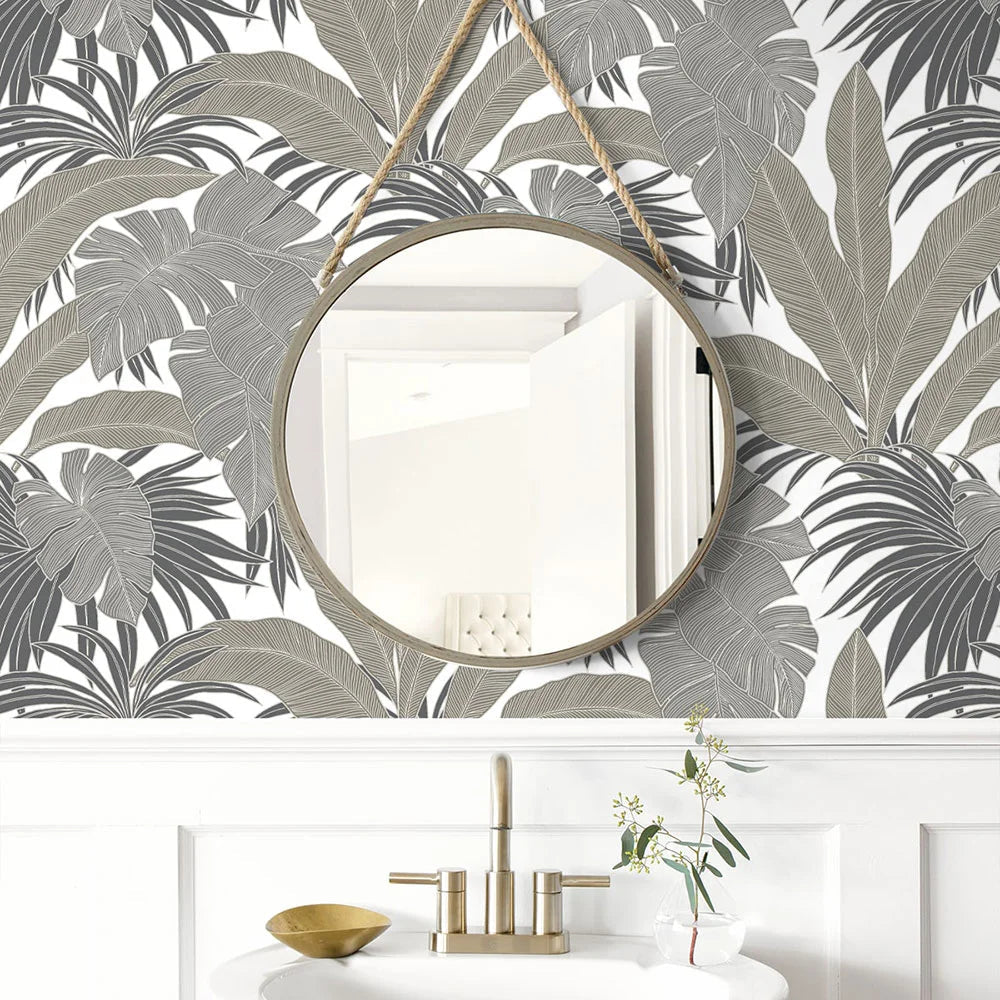 Laguna Leaf Wallpaper - Pavestone - NextWall - NW58707 - Premier Wallcovering