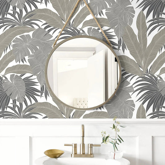 Laguna Leaf Wallpaper - Pavestone - NextWall - NW58707 - Premier Wallcovering