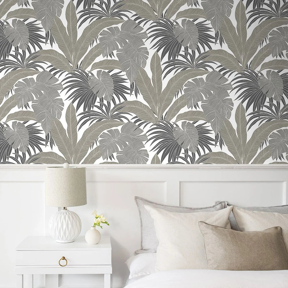 Laguna Leaf Wallpaper - Pavestone - NextWall - NW58707 - Premier Wallcovering