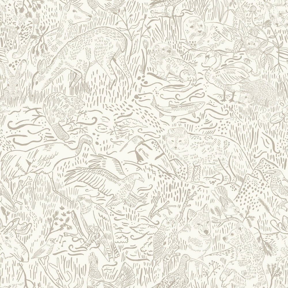 Landskapsdjur Wallpaper - Eggshell - Midbec - 26021 - Premier Wallcovering