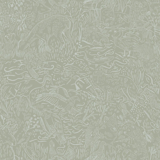 Landskapsdjur Wallpaper - Gray/Green - Midbec - 26017 - Premier Wallcovering