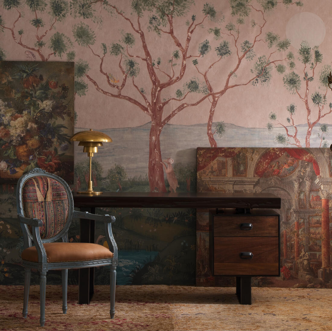 Lantern Parade Wallpaper - Plaster pink - Andrew Martin - KKLAPADU - Premier Wallcovering