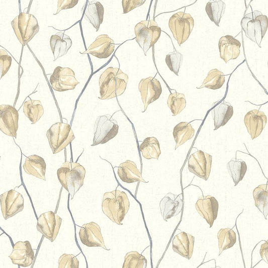 Lanternes Ginkgo Wallpaper - Beige Lin - Casadeco - 86211202 - Premier Wallcovering