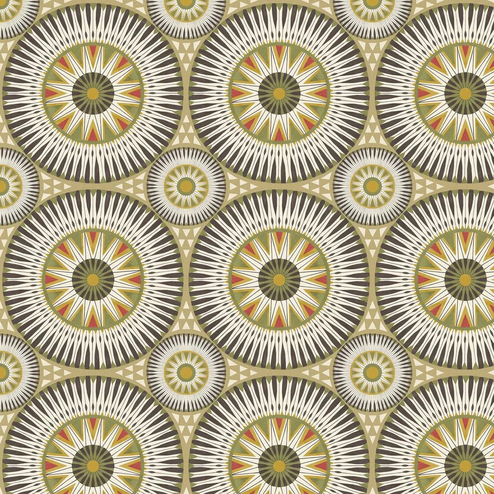 Large Ellipse Wallpaper - Coffee & Olive - Ohpopsi - GRA50124W - Premier Wallcovering