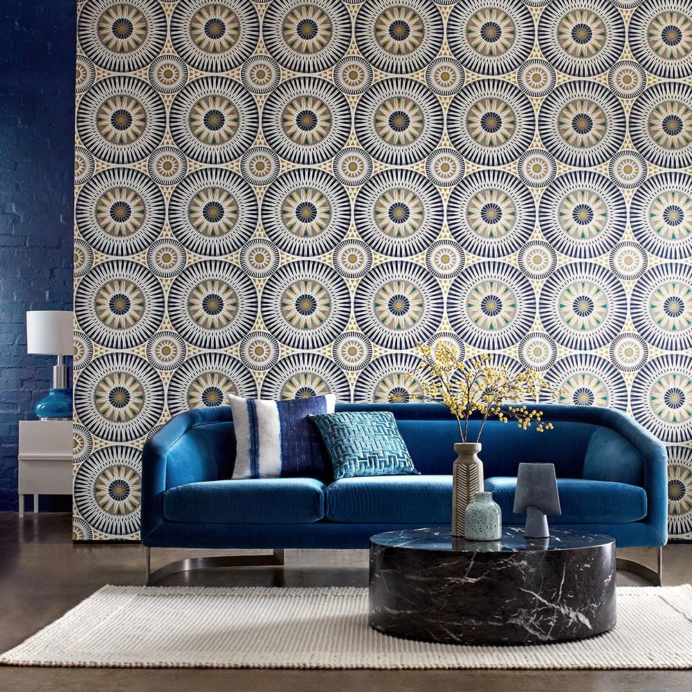 Large Ellipse Wallpaper - Ink & Amber - Ohpopsi - GRA50126W - Premier Wallcovering