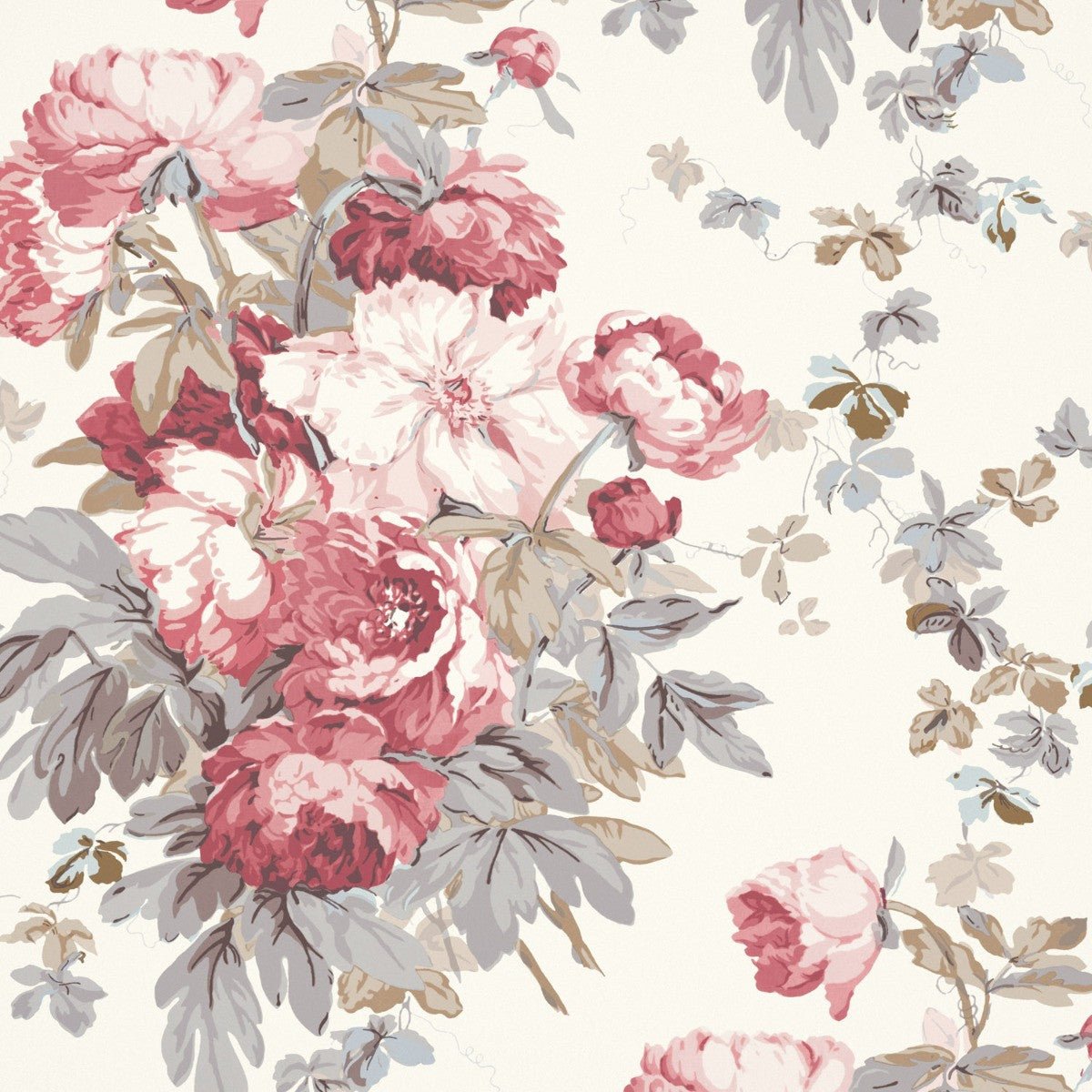 Large Peonies Wallpaper - Coral - Warner House - Premier Wallcovering
