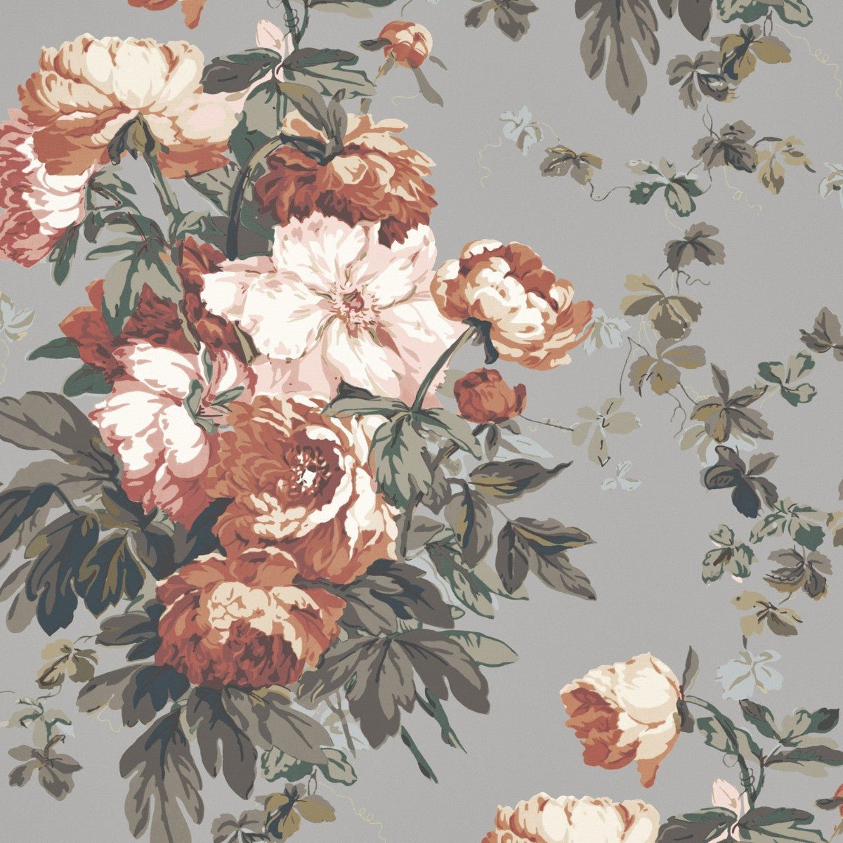 Large Peonies Wallpaper - Taupe - Warner House - Premier Wallcovering