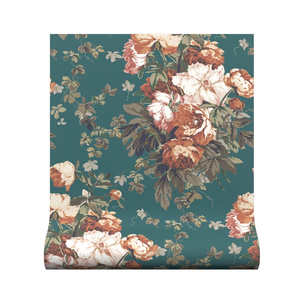 Large Peonies Wallpaper - Teal - Warner House - Premier Wallcovering