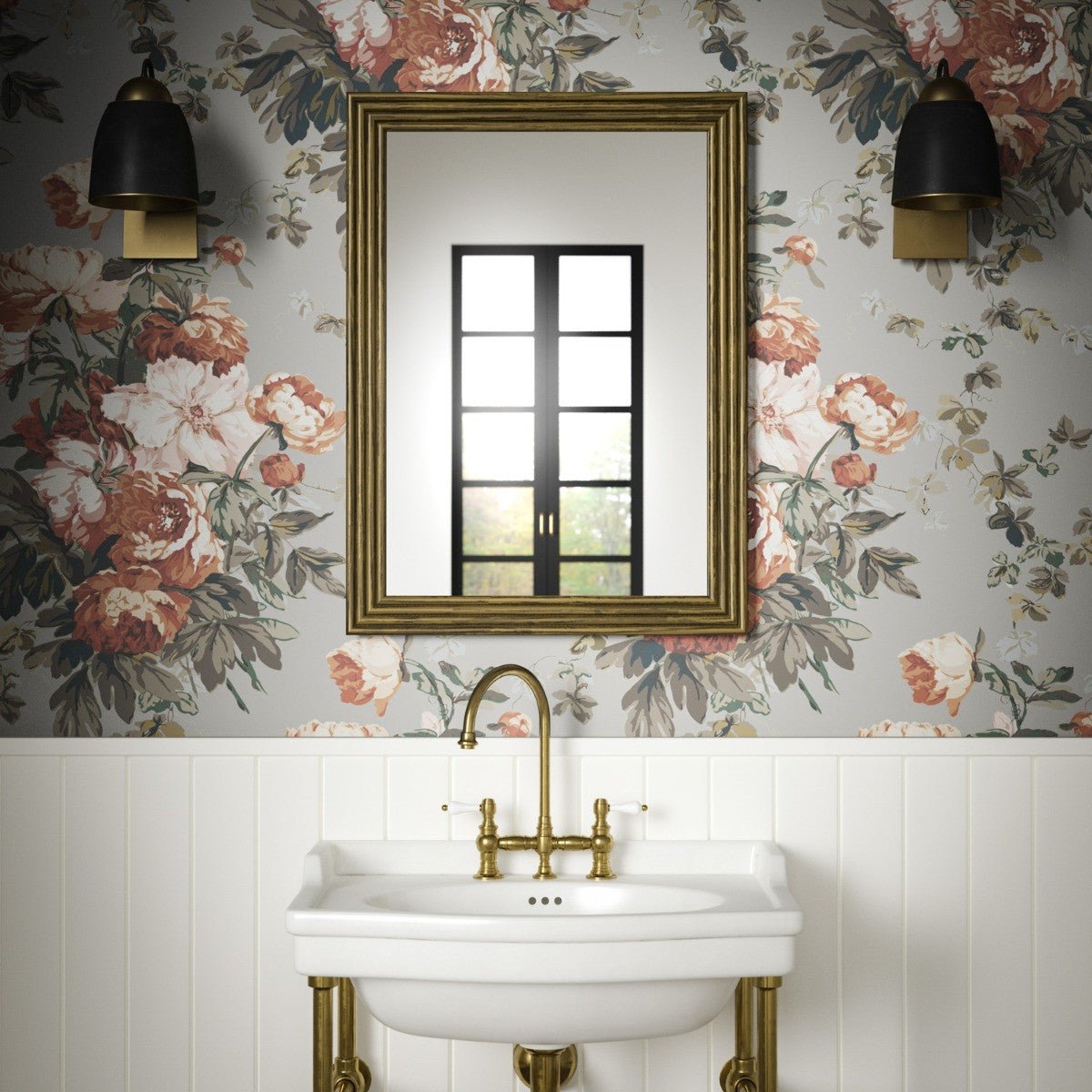 Large Peonies Wallpaper - Taupe - Warner House - Premier Wallcovering