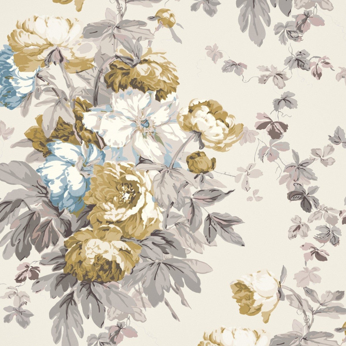 Large Peonies Wallpaper - Ochre - Warner House - Premier Wallcovering