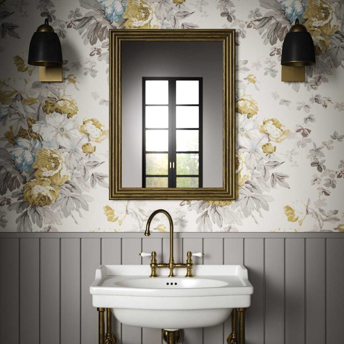 Large Peonies Wallpaper - Ochre - Warner House - Premier Wallcovering