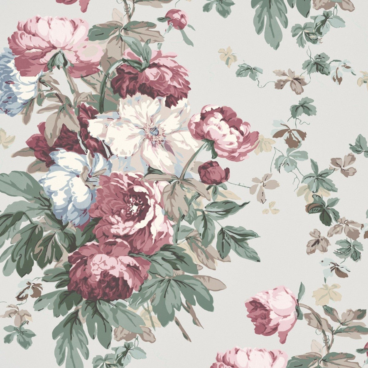 Large Peonies Wallpaper - Mulberry - Warner House - Premier Wallcovering