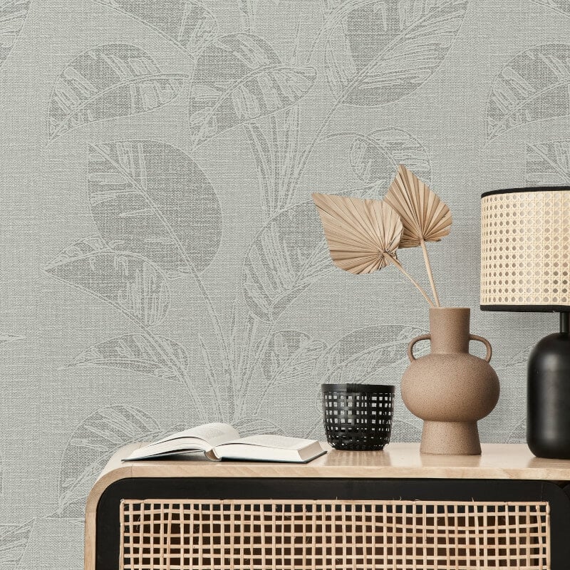 Largo Leaf Metallic Wallpaper - Olive - Erismann - 10459 - 24 - Premier Wallcovering