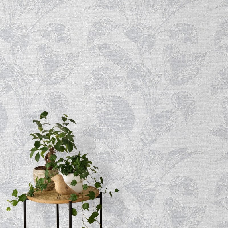 Largo Leaf Metallic Wallpaper - Grey - Erismann - 10459 - 31 - Premier Wallcovering