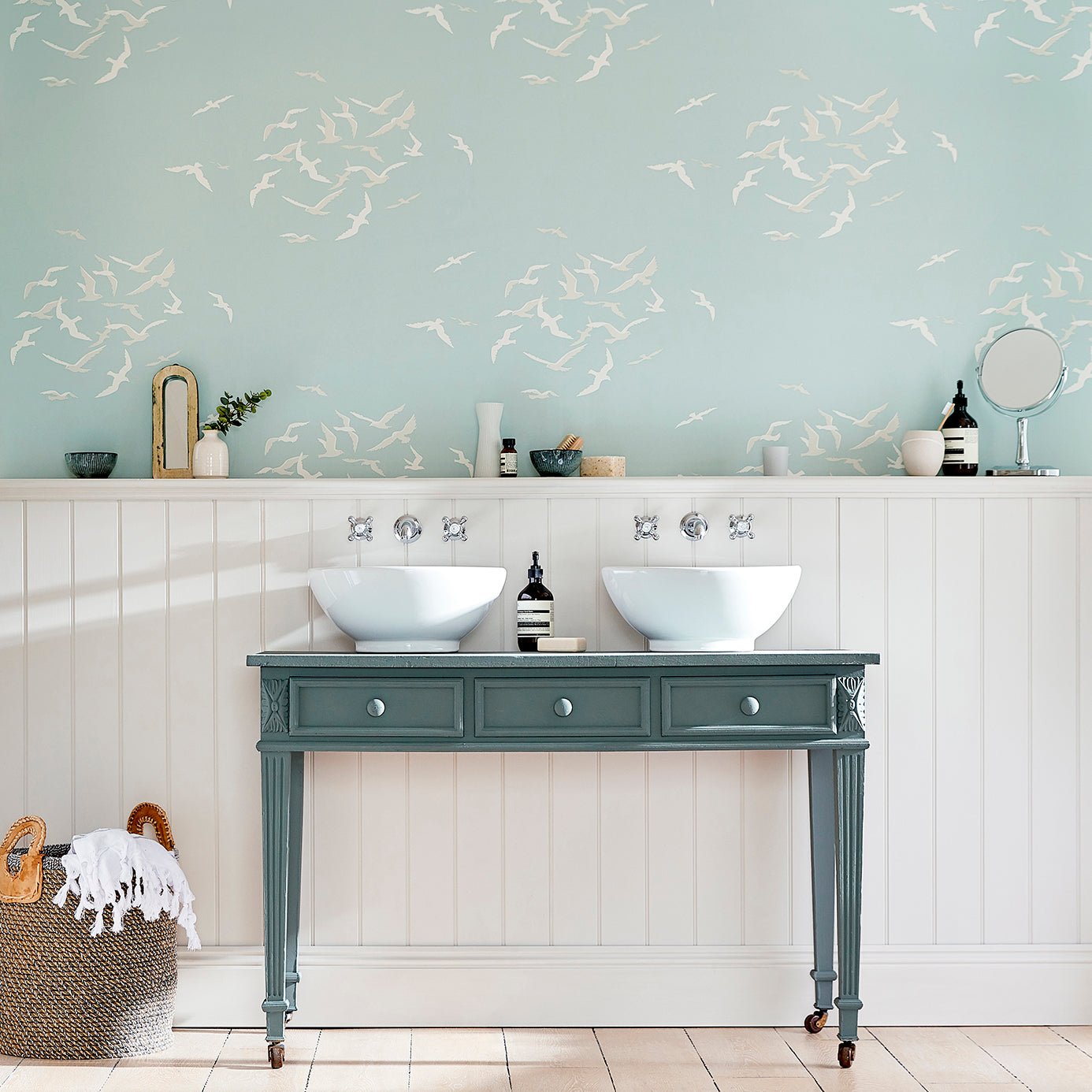 Larina Wallpaper - Sky - Sanderson - DCOA216578 - Premier Wallcovering