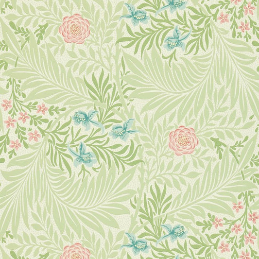 Larkspur Wallpaper - Green/Coral - 212558 - Morris & Co - Premier Wallcovering