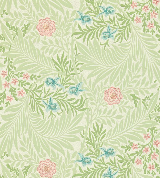 Larkspur Wallpaper - Green/Coral - 212558 - Morris & Co - Premier Wallcovering