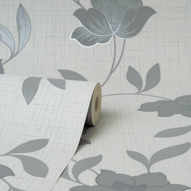 Larson Floral Metallic Wallpaper - Grey/Silver - Fine Décor - FD43068 - Premier Wallcovering