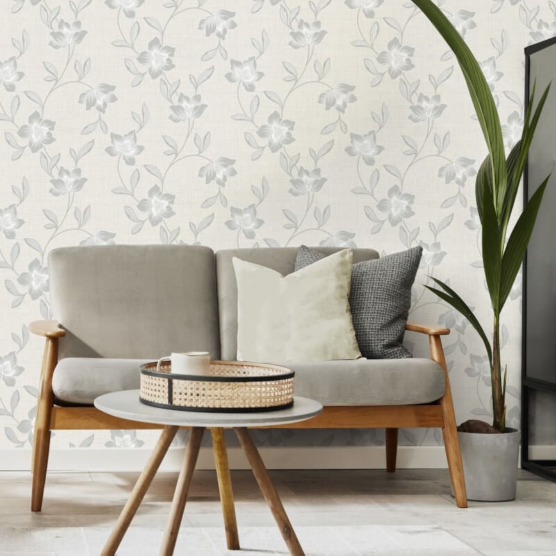Larson Floral Metallic Wallpaper - Grey/Silver - Fine Décor - FD43068 - Premier Wallcovering