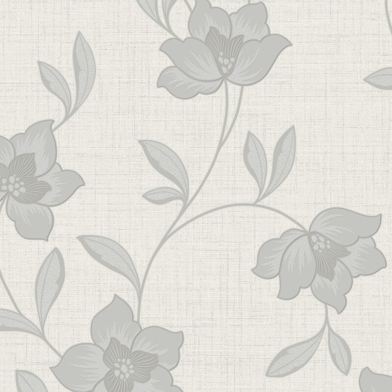 Larson Floral Metallic Wallpaper - Grey/Silver - Fine Décor - FD43068 - Premier Wallcovering