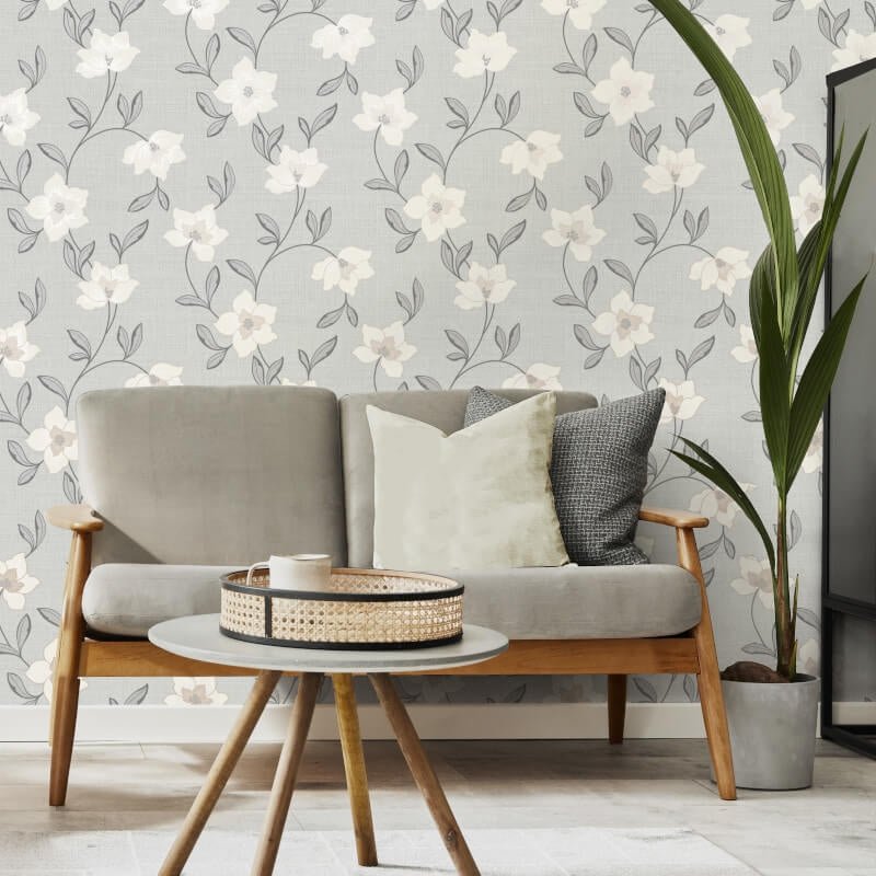Larson Floral Metallic Wallpaper - Charcoal/Gold - Fine Décor - FD43066 - Premier Wallcovering