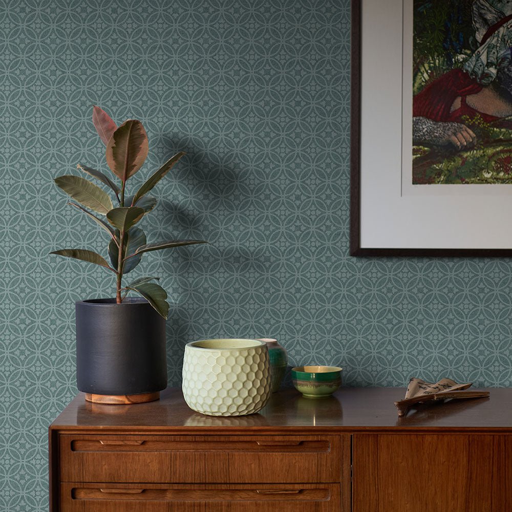 Larsson Wallpaper - Teal - A Street Prints - FD26133 - Premier Wallcovering