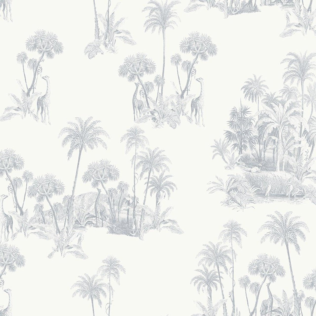 Laurel Fantasia Wallpaper - White/Grey - Ted Baker - 12599 - Premier Wallcovering