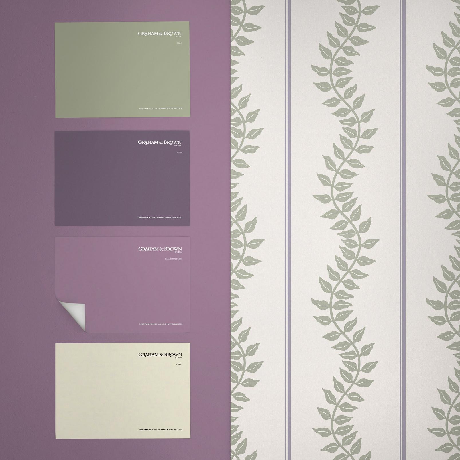 Laurel Leaf Stripe Wallpaper - Mauve & Sage - Graham & Brown - 130293 - Premier Wallcovering