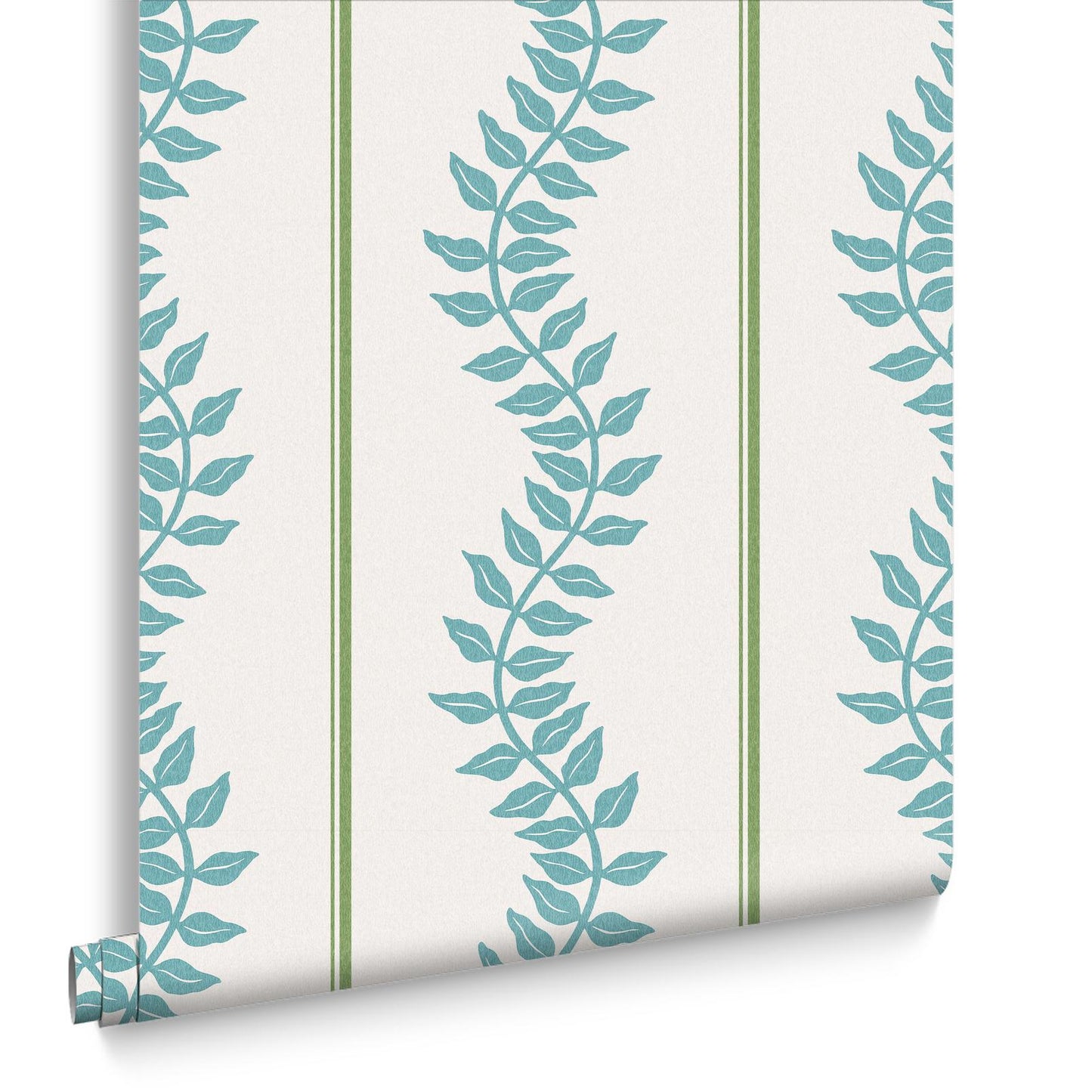 Laurel Leaf Stripe Wallpaper - Blue & Green - Graham & Brown - 130290 - Premier Wallcovering