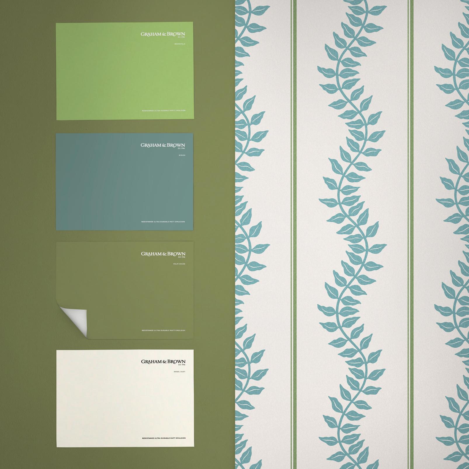 Laurel Leaf Stripe Wallpaper - Blue & Green - Graham & Brown - 130290 - Premier Wallcovering