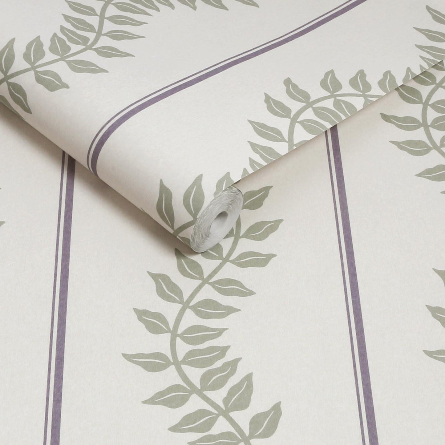 Laurel Leaf Stripe Wallpaper - Mauve & Sage - Graham & Brown - 130293 - Premier Wallcovering