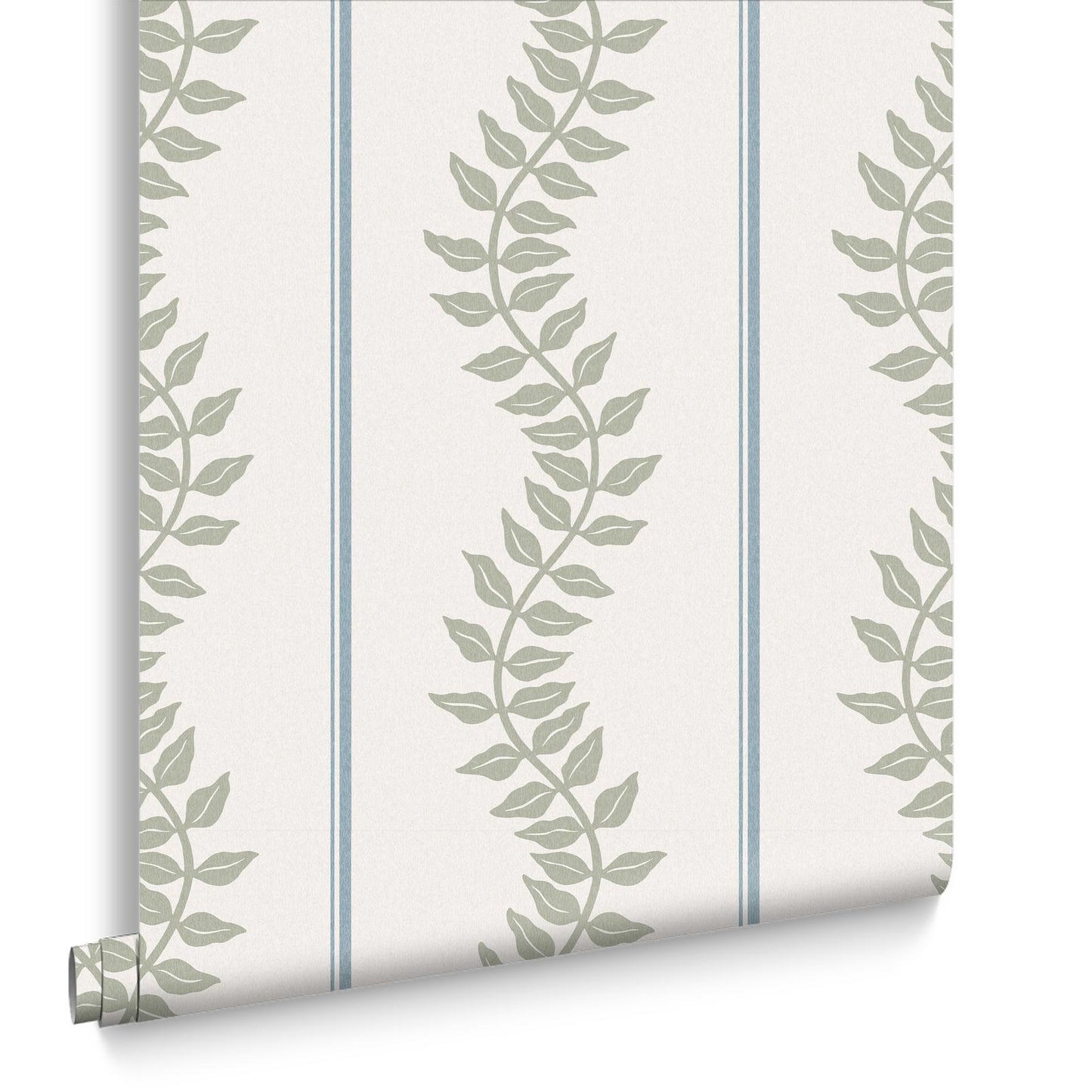 Laurel Leaf Stripe Wallpaper - Sky & Green - Graham & Brown - 130294 - Premier Wallcovering