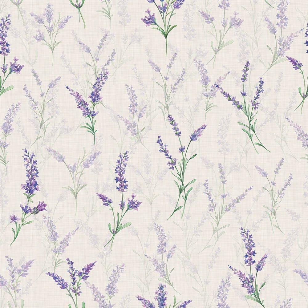 Lavender Meadow Wallpaper - Vintage Cream - LAN100380 - Lucie Annabel - Premier Wallcovering