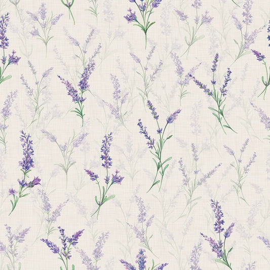 Lavender Meadow Wallpaper - Vintage Cream - LAN100380 - Lucie Annabel - Premier Wallcovering