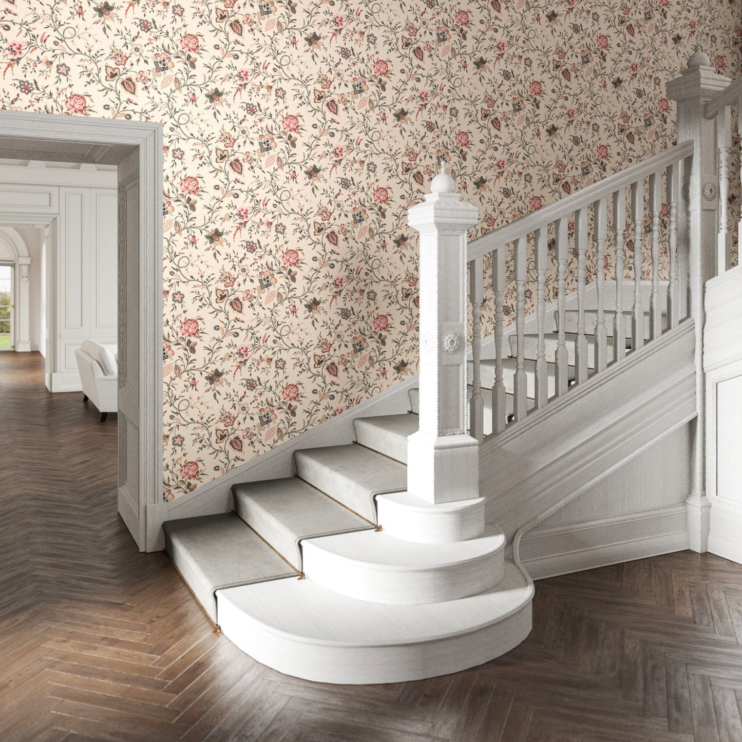 Lavenham Wallpaper - Rose - Warner House - Premier Wallcovering