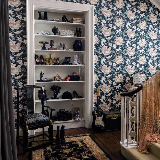 Lavinia Matte Wallpaper - Slate - Romo - Temperley London - W459/01 - Premier Wallcovering
