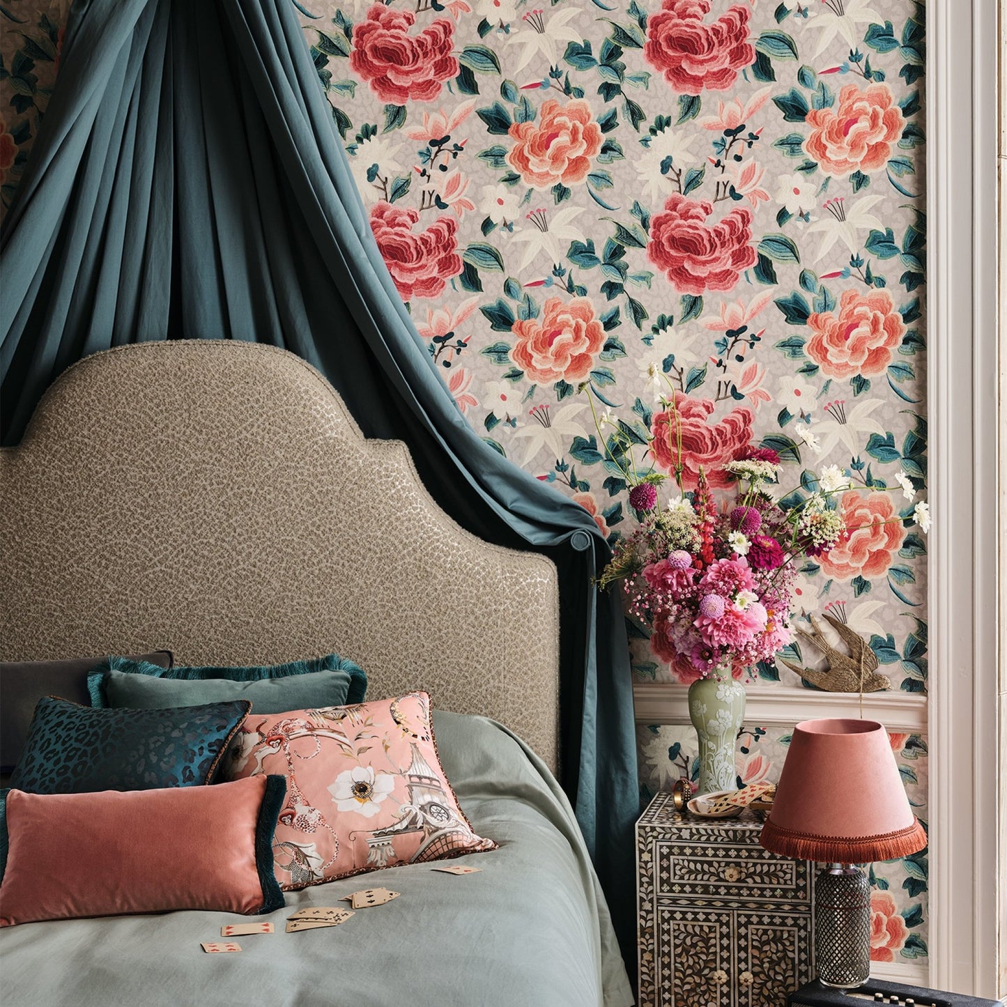 Lavinia Shimmer Wallpaper - Pomelo - Romo - Temperley London - W458/01 - Premier Wallcovering
