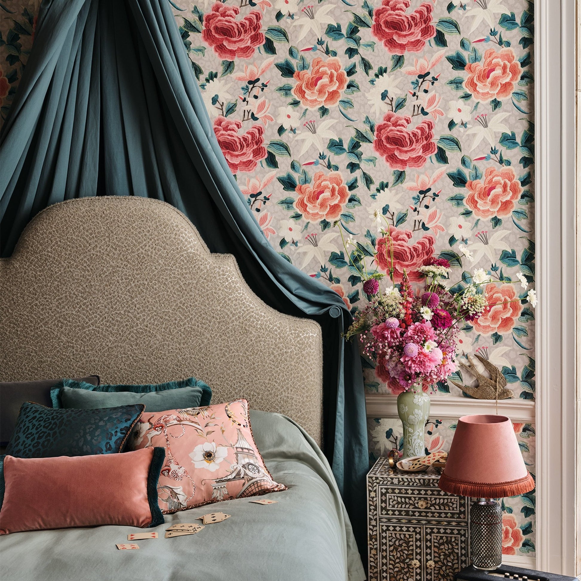 Lavinia Shimmer Wallpaper - Pomelo - Romo - Temperley London - W458/01 - Premier Wallcovering