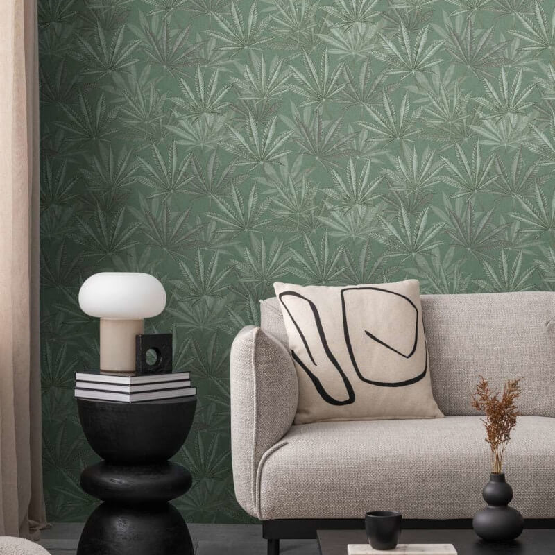 Layered Palm Leaves Wallpaper - Green - Michalsky Living - 39984-1 - Premier Wallcovering
