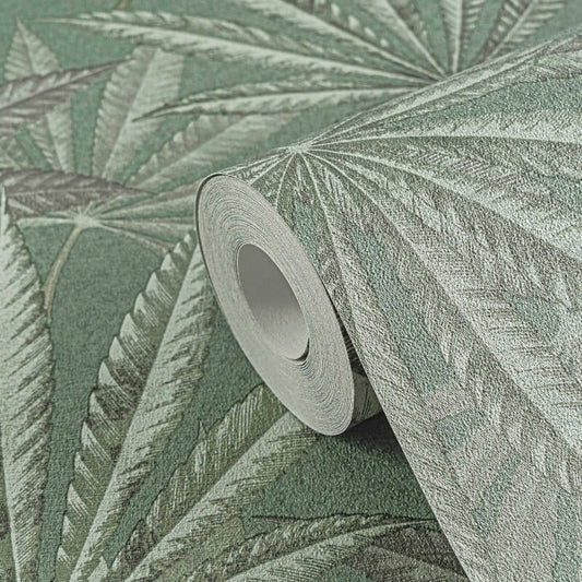 Layered Palm Leaves Wallpaper - Green - Michalsky Living - 39984-1 - Premier Wallcovering