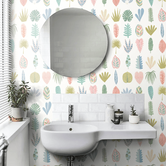 Leaf Boogie Wallpaper - Pastel - Ohpopsi - GHS50101W - Premier Wallcovering
