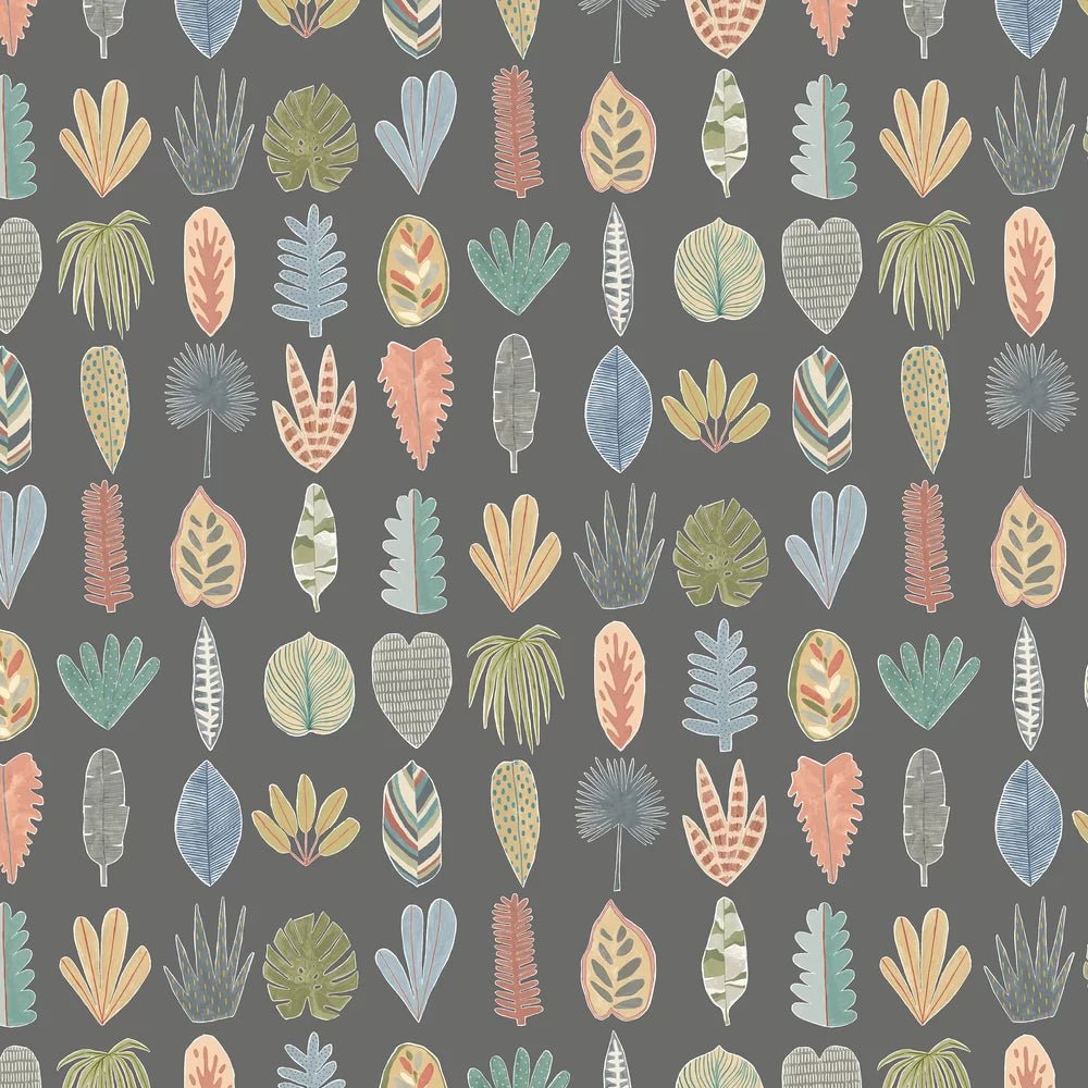 Leaf Boogie Wallpaper - Charcoal Mix - Ohpopsi - GHS50107W - Premier Wallcovering