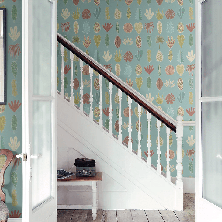 Leaf Boogie Wallpaper - Seafoam - Ohpopsi - GHS50104W - Premier Wallcovering