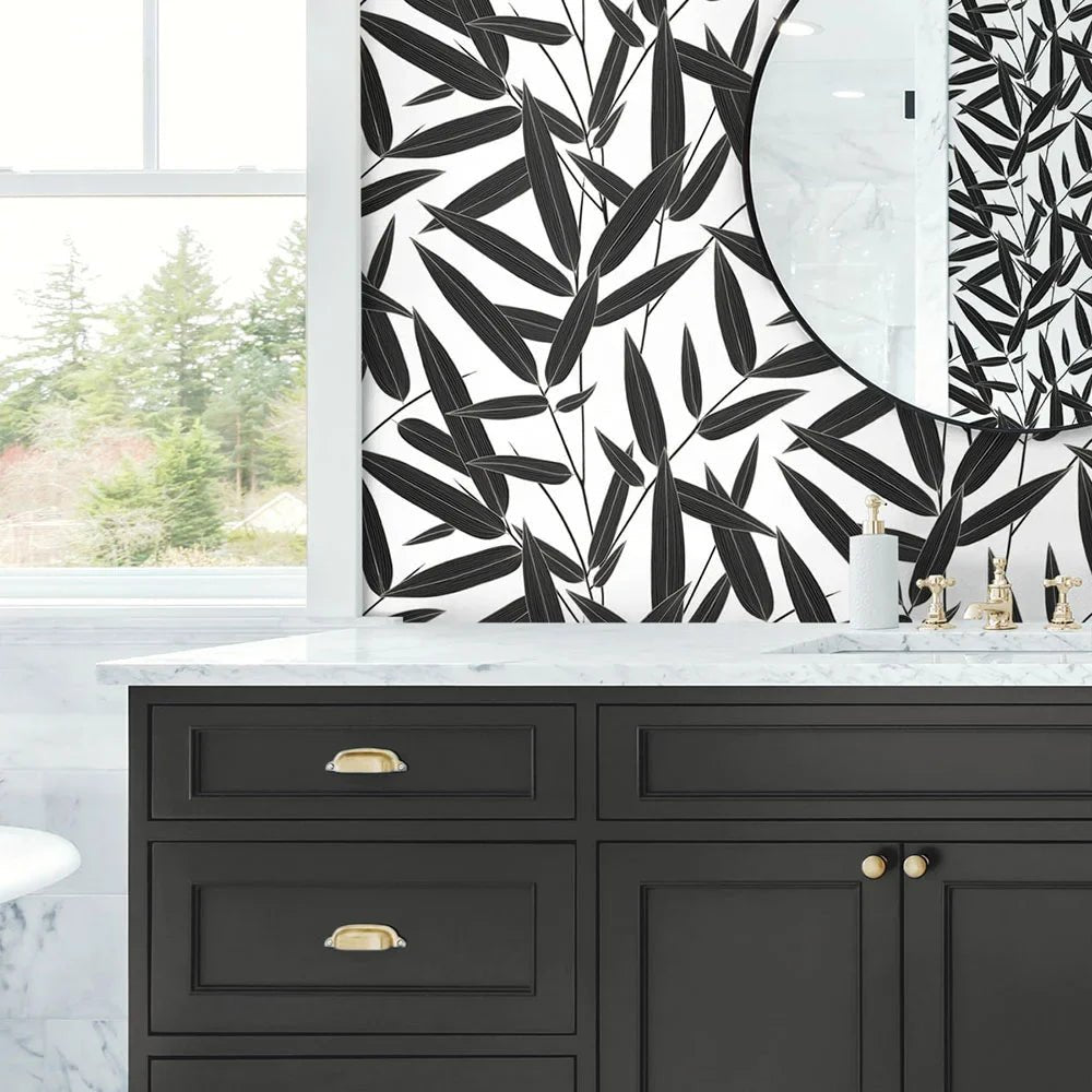 Leaf Branch Trail Wallpaper - Ebony - NextWall - NW58800 - Premier Wallcovering
