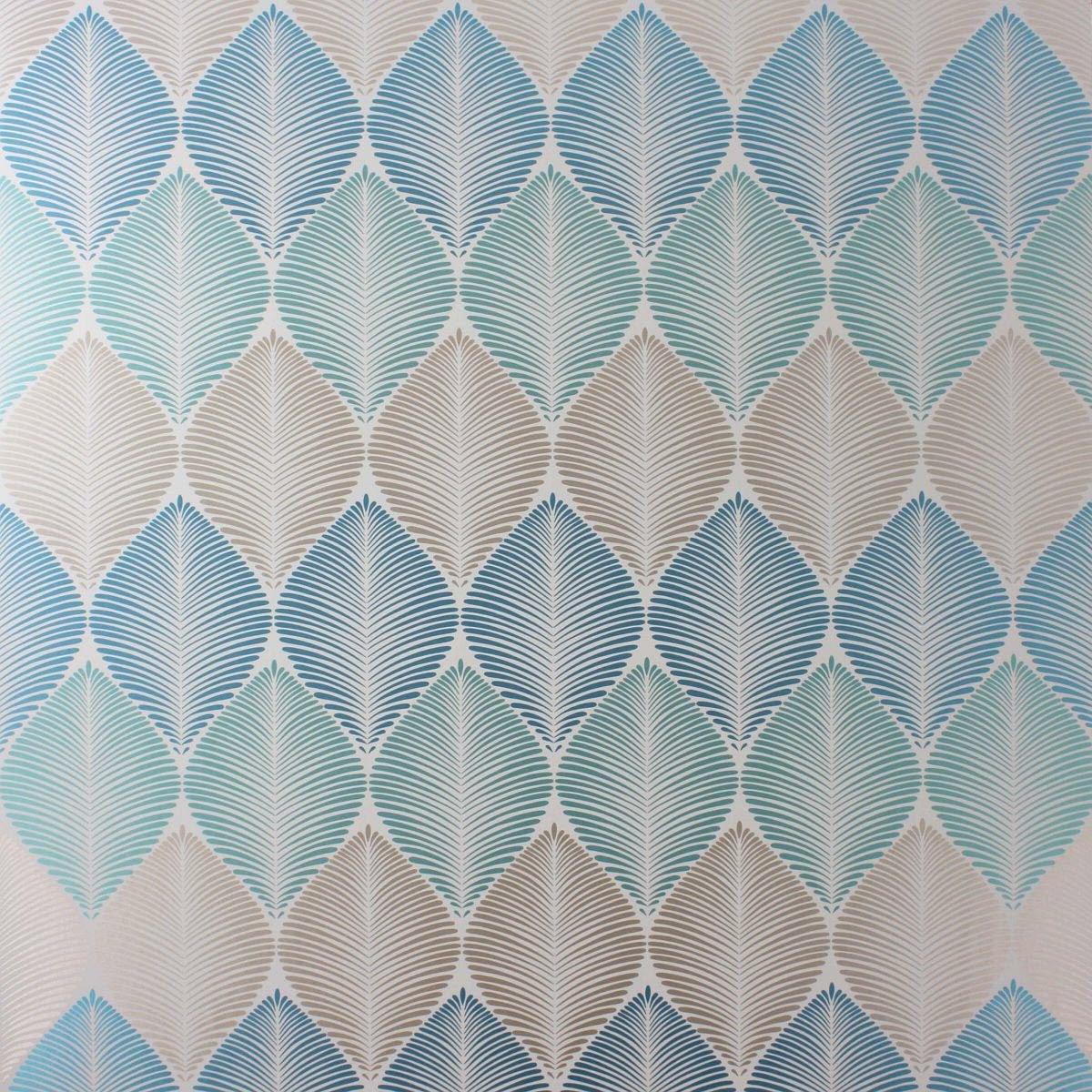 Leaf Fall Wallpaper - Metallic Peacock/Turquoise - Osborne & Little - W6591-02 - Premier Wallcovering