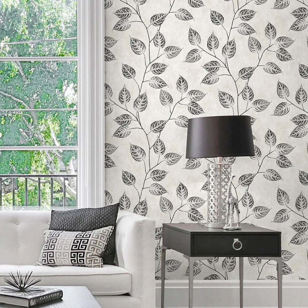 Leaf Silhouette Wallpaper - Contrast - NextWall - NW57500 - Premier Wallcovering