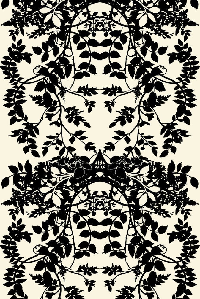 Leaf Superwide Wallpaper - Black on Ivory - Timorous Beasties - SWP/LEF/IVY/01 - Premier Wallcovering