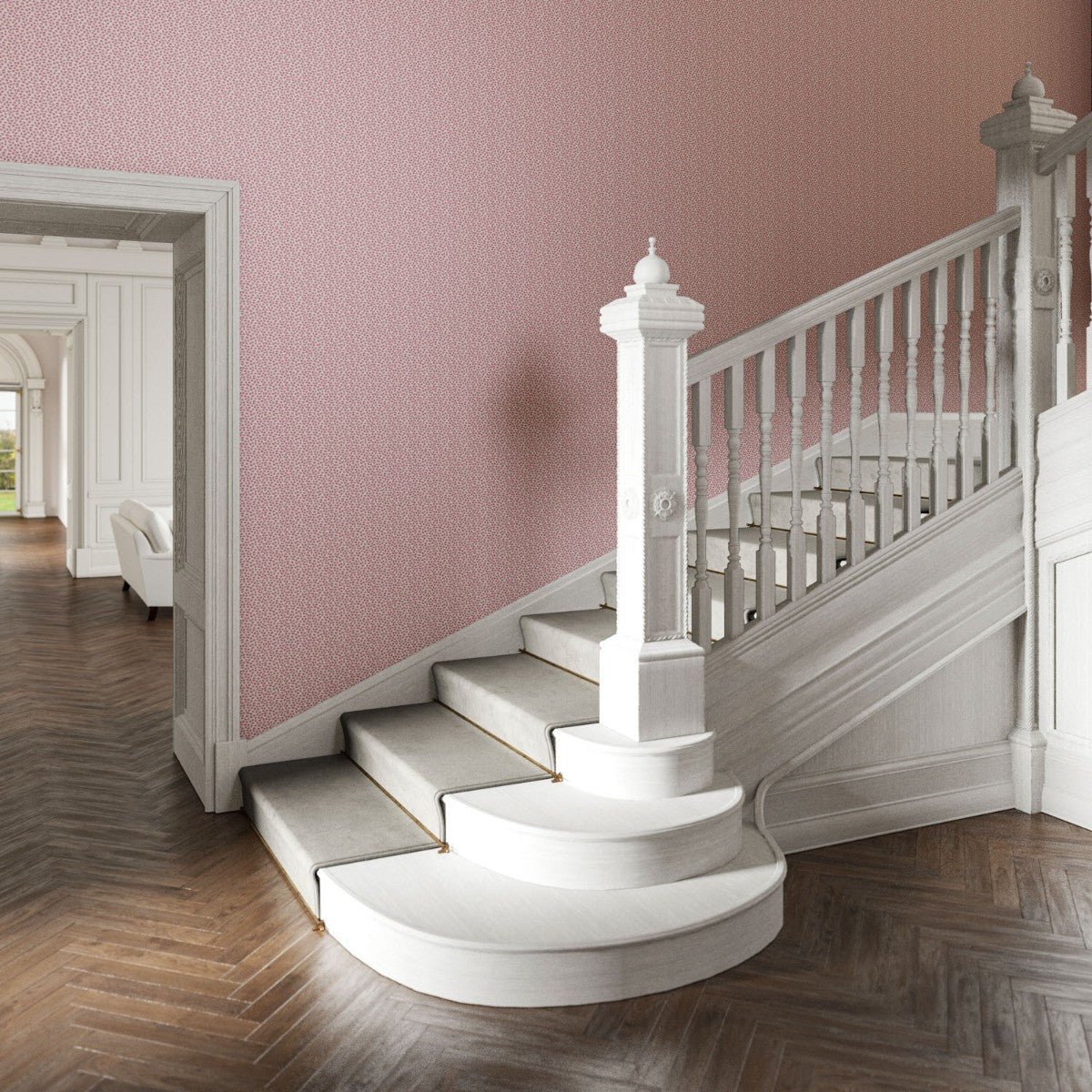 Leaf Trail Wallpaper - Pink - Warner House - Premier Wallcovering