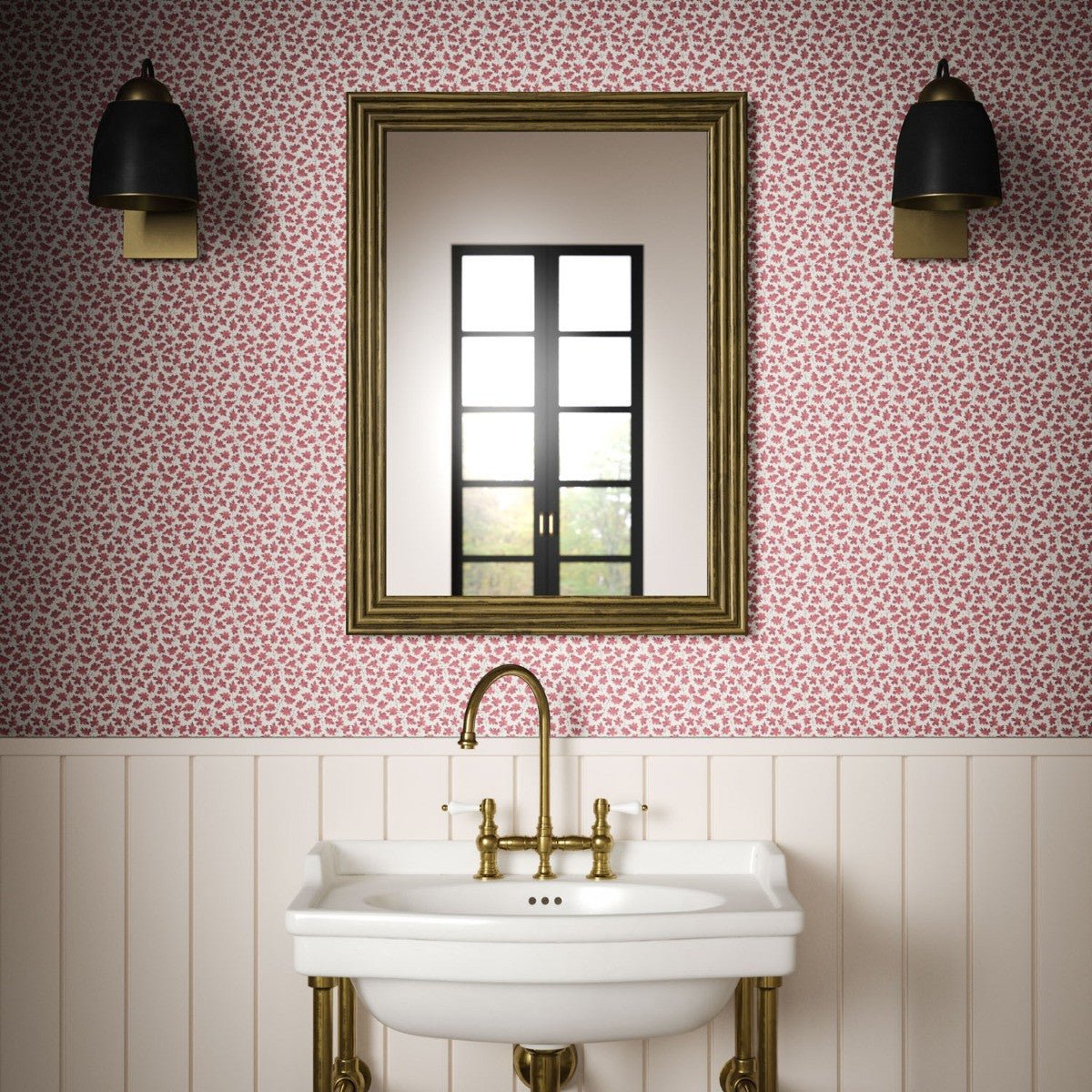 Leaf Trail Wallpaper - Scarlet - Warner House - Premier Wallcovering